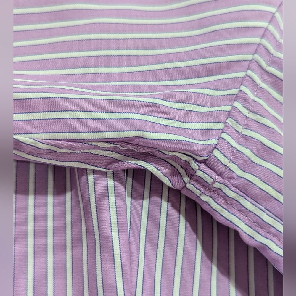 Talbots Haberdashery Petite Purple White Stripe LS Cotton Fitted Shirt Size 22W - Picture 6 of 11
